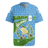 Guatemala Christmas Rugby Jersey with Blue Green Christmas Quetzal Bird Gift and Coat of Arms - Wonder Print Shop