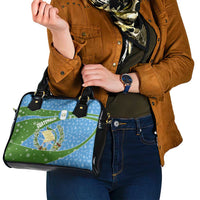 Guatemala Christmas Shoulder Handbag with Blue Green Christmas Quetzal Bird Gift and Coat of Arms - Wonder Print Shop