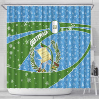 Guatemala Christmas Shower Curtain with Blue Green Christmas Quetzal Bird Gift and Coat of Arms - Wonder Print Shop