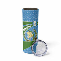 Guatemala Christmas Skinny Tumbler with Blue Green Christmas Quetzal Bird Gift and Coat of Arms - Wonder Print Shop