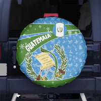 Guatemala Christmas Spare Tire Cover with Blue Green Christmas Quetzal Bird Gift and Coat of Arms - Wonder Print Shop