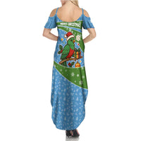 Guatemala Christmas Summer Maxi Dress with Blue Green Christmas Quetzal Bird Gift and Coat of Arms - Wonder Print Shop