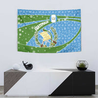 Guatemala Christmas Tapestry with Blue Green Christmas Quetzal Bird Gift and Coat of Arms - Wonder Print Shop