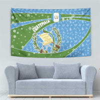 Guatemala Christmas Tapestry with Blue Green Christmas Quetzal Bird Gift and Coat of Arms - Wonder Print Shop