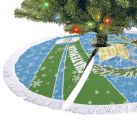 Guatemala Christmas Tree Skirt with Blue Green Christmas Quetzal Bird Gift and Coat of Arms - Wonder Print Shop