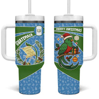 Guatemala Christmas Tumbler With Handle with Blue Green Christmas Quetzal Bird Gift and Coat of Arms - Wonder Print Shop