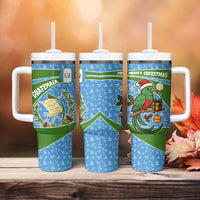 Guatemala Christmas Tumbler With Handle with Blue Green Christmas Quetzal Bird Gift and Coat of Arms - Wonder Print Shop
