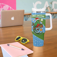 Guatemala Christmas Tumbler With Handle with Blue Green Christmas Quetzal Bird Gift and Coat of Arms - Wonder Print Shop