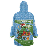 Guatemala Christmas Wearable Blanket Hoodie with Blue Green Christmas Quetzal Bird Gift and Coat of Arms - Wonder Print Shop