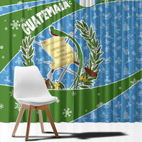 Guatemala Christmas Window Curtain with Blue Green Christmas Quetzal Bird Gift and Coat of Arms - Wonder Print Shop