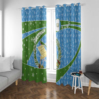 Guatemala Christmas Window Curtain with Blue Green Christmas Quetzal Bird Gift and Coat of Arms - Wonder Print Shop