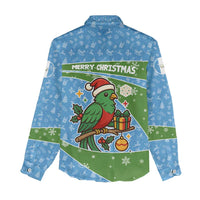 Guatemala Christmas Women Casual Shirt with Blue Green Christmas Quetzal Bird Gift and Coat of Arms - Wonder Print Shop