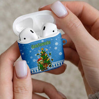 Guatemala Christmas AirPods Case with Blue Christmas Monkey Tree Snowman and Snowflake - Wonder Print Shop