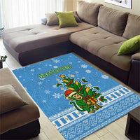 Guatemala Christmas Area Rug with Blue Christmas Monkey Tree Snowman and Snowflake - Wonder Print Shop