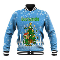 Guatemala Christmas Baseball Jacket with Blue Christmas Monkey Tree Snowman and Snowflake - Wonder Print Shop