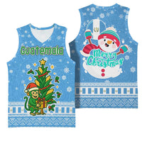 Guatemala Christmas Basketball Jersey with Blue Christmas Monkey Tree Snowman and Snowflake - Wonder Print Shop