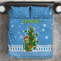 Guatemala Christmas Bedding Set with Blue Christmas Monkey Tree Snowman and Snowflake - Wonder Print Shop