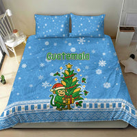 Guatemala Christmas Bedding Set with Blue Christmas Monkey Tree Snowman and Snowflake - Wonder Print Shop