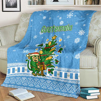 Guatemala Christmas Blanket with Blue Christmas Monkey Tree Snowman and Snowflake - Wonder Print Shop