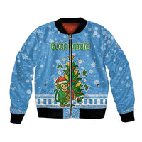 Guatemala Christmas Bomber Jacket with Blue Christmas Monkey Tree Snowman and Snowflake - Wonder Print Shop
