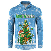 Guatemala Christmas Button Sweatshirt with Blue Christmas Monkey Tree Snowman and Snowflake - Wonder Print Shop