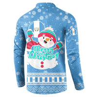 Guatemala Christmas Button Sweatshirt with Blue Christmas Monkey Tree Snowman and Snowflake - Wonder Print Shop