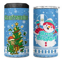 Guatemala Christmas 4 in 1 Can Cooler Tumbler with Blue Christmas Monkey Tree Snowman and Snowflake - Wonder Print Shop