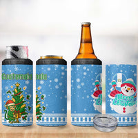Guatemala Christmas 4 in 1 Can Cooler Tumbler with Blue Christmas Monkey Tree Snowman and Snowflake - Wonder Print Shop
