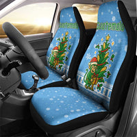 Guatemala Christmas Car Seat Cover with Blue Christmas Monkey Tree Snowman and Snowflake - Wonder Print Shop