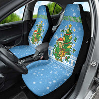 Guatemala Christmas Car Seat Cover with Blue Christmas Monkey Tree Snowman and Snowflake - Wonder Print Shop