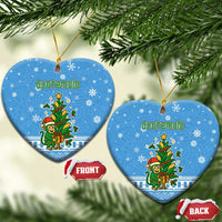 Guatemala Christmas Ceramic Ornament with Blue Christmas Monkey Tree Snowman and Snowflake - Wonder Print Shop