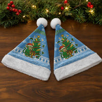Guatemala Christmas Santa Hat with Blue Christmas Monkey Tree Snowman and Snowflake - Wonder Print Shop