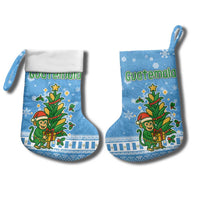 Guatemala Christmas Stocking with Blue Christmas Monkey Tree Snowman and Snowflake - Wonder Print Shop