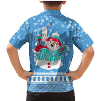 Guatemala Christmas Family Matching Mermaid Dress and Hawaiian Shirt with Blue Christmas Monkey Tree Snowman and Snowflake - Wonder Print Shop