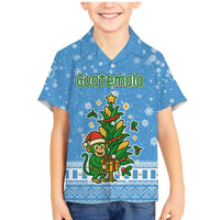 Guatemala Christmas Family Matching Mermaid Dress and Hawaiian Shirt with Blue Christmas Monkey Tree Snowman and Snowflake - Wonder Print Shop