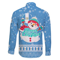 Guatemala Christmas Family Matching Off The Shoulder Long Sleeve Dress and Hawaiian Shirt with Blue Christmas Monkey Tree Snowman and Snowflake - Wonder Print Shop