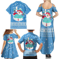 Guatemala Christmas Family Matching Summer Maxi Dress and Hawaiian Shirt with Blue Christmas Monkey Tree Snowman and Snowflake - Wonder Print Shop