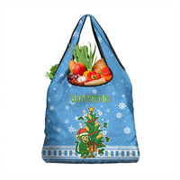 Guatemala Christmas Grocery Bag with Blue Christmas Monkey Tree Snowman and Snowflake - Wonder Print Shop
