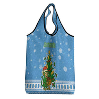 Guatemala Christmas Grocery Bag with Blue Christmas Monkey Tree Snowman and Snowflake - Wonder Print Shop