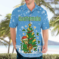 Guatemala Christmas Hawaiian Shirt with Blue Christmas Monkey Tree Snowman and Snowflake - Wonder Print Shop