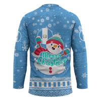 Guatemala Christmas Hockey Jersey with Blue Christmas Monkey Tree Snowman and Snowflake - Wonder Print Shop
