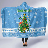 Guatemala Christmas Hooded Blanket with Blue Christmas Monkey Tree Snowman and Snowflake - Wonder Print Shop