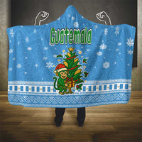 Guatemala Christmas Hooded Blanket with Blue Christmas Monkey Tree Snowman and Snowflake - Wonder Print Shop