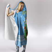 Guatemala Christmas Hooded Blanket with Blue Christmas Monkey Tree Snowman and Snowflake - Wonder Print Shop