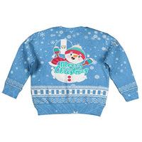 Guatemala Christmas Kid Ugly Christmas Sweater with Blue Christmas Monkey Tree Snowman and Snowflake - Wonder Print Shop