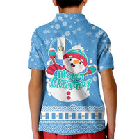 Guatemala Christmas Kid Polo Shirt with Blue Christmas Monkey Tree Snowman and Snowflake - Wonder Print Shop