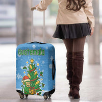 Guatemala Christmas Luggage Cover with Blue Christmas Monkey Tree Snowman and Snowflake - Wonder Print Shop