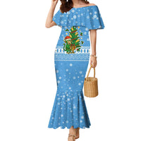 Guatemala Christmas Mermaid Dress with Blue Christmas Monkey Tree Snowman and Snowflake - Wonder Print Shop