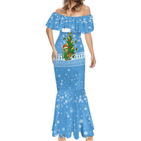 Guatemala Christmas Mermaid Dress with Blue Christmas Monkey Tree Snowman and Snowflake - Wonder Print Shop
