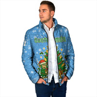 Guatemala Christmas Padded Jacket with Blue Christmas Monkey Tree Snowman and Snowflake - Wonder Print Shop